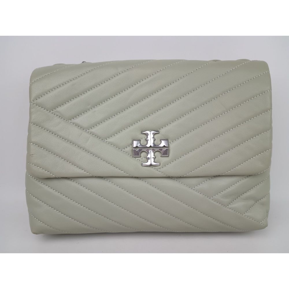Tory Burch Kira Chevron Quilted Convertible Shoulder Bag Pine Frost Leather Flap